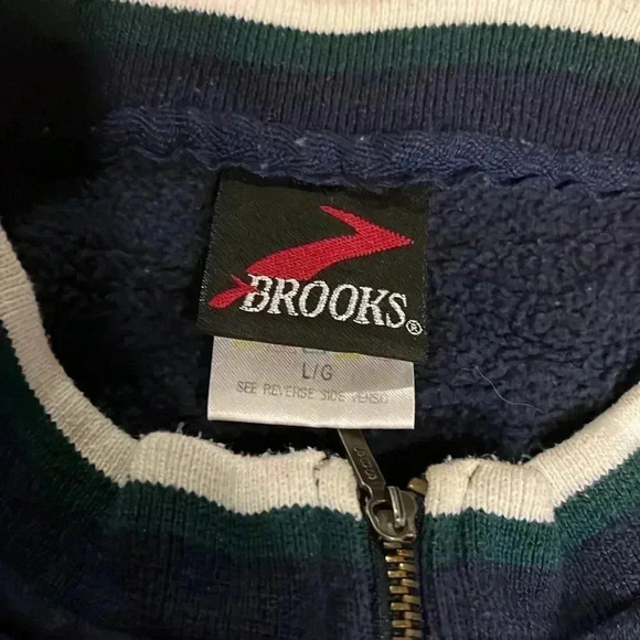 [L]Vintage Brooks Blue  Pull Over crew Neck Sweatshirt - Picture 2 of 7